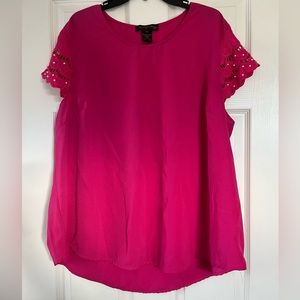 Pink Pearl Laced Sleeve Blouse 3X
